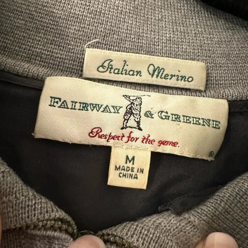 Fairway & Greene Quarter Zip 100% Wool Sweater Size Medium Italian Merino - Picture 4 of 6